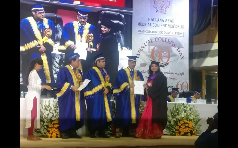 Dr. Kriti Tiwari receiving her fellowship at Maulana Azad Medical College, New Delhi