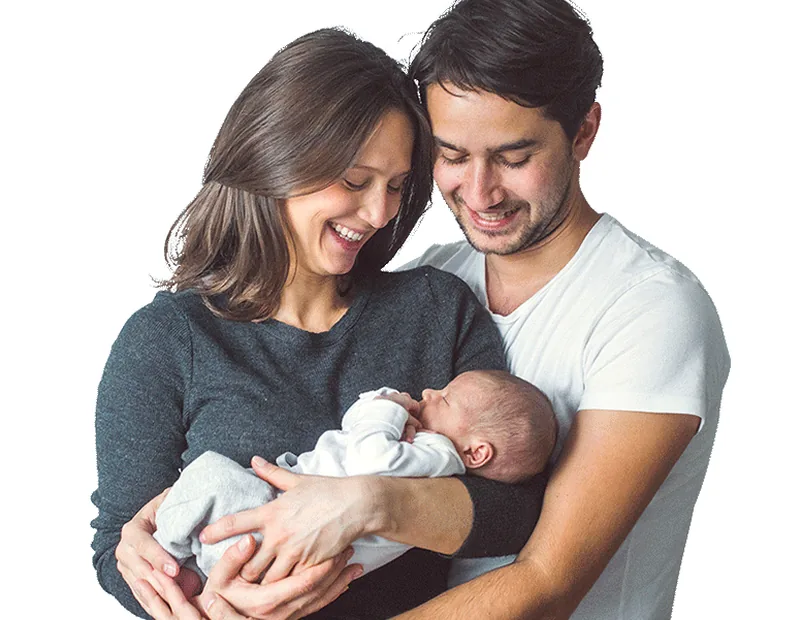 Couple with a newborn after IVF treatment in Delhi